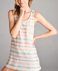 crochet pocket pastel stripe tank