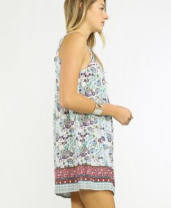 EMBROIDERED PRINT green MINI DRESS